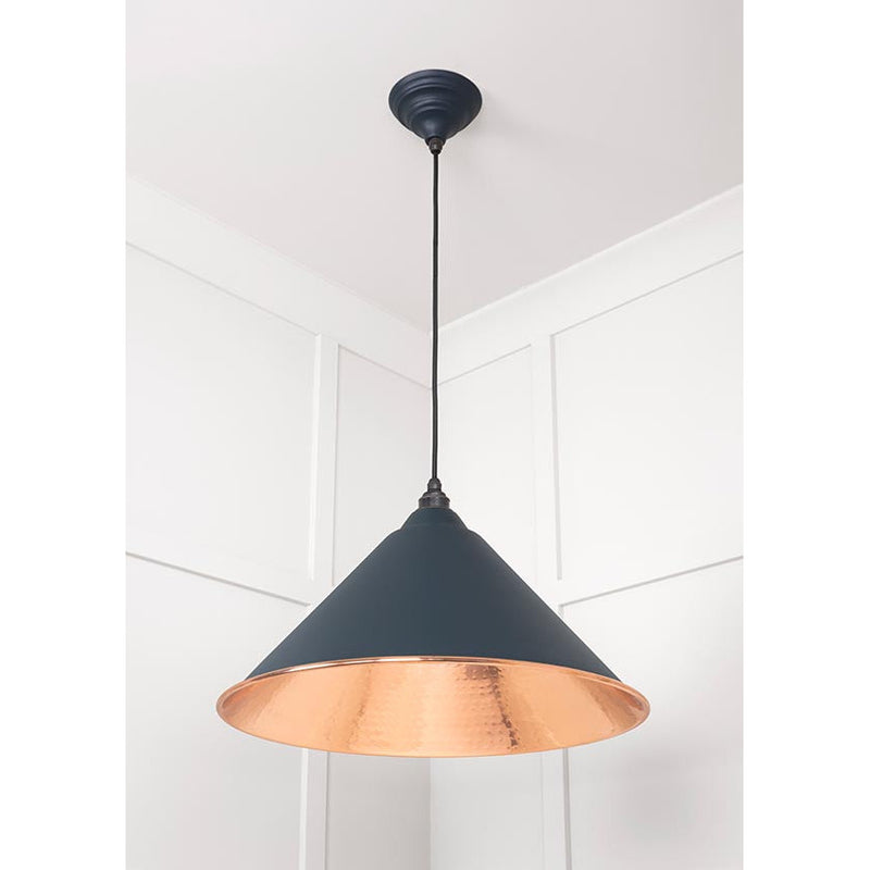 From The Anvil - Hockley Pendant in Soot - Hammered Copper - 49503SO - Choice Handles