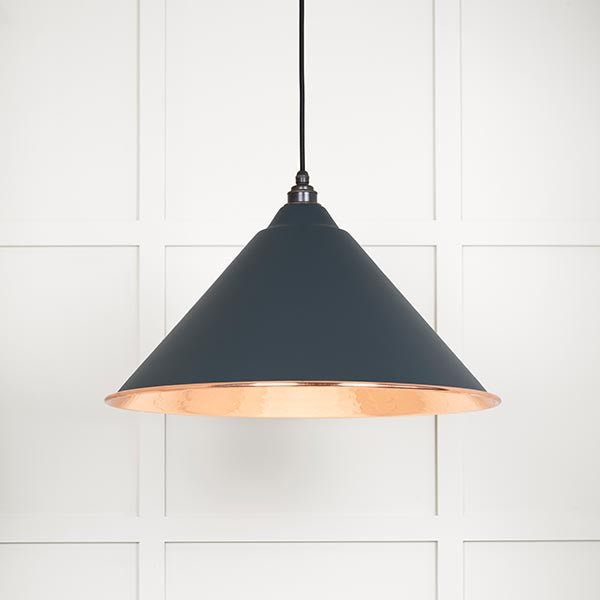 From The Anvil - Hockley Pendant in Soot - Hammered Copper - 49503SO - Choice Handles