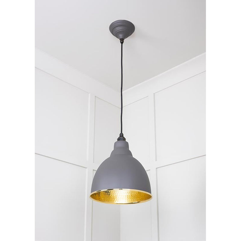 From The Anvil - Brindley Pendant in Bluff - Hammered Brass - 49517BL - Choice Handles