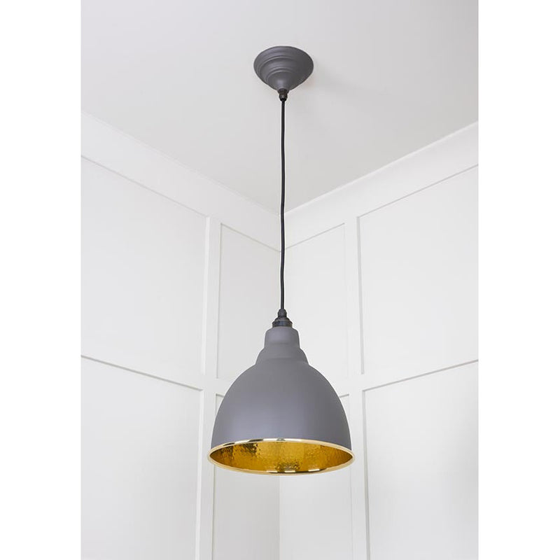 From The Anvil - Brindley Pendant in Bluff - Hammered Brass - 49517BL - Choice Handles