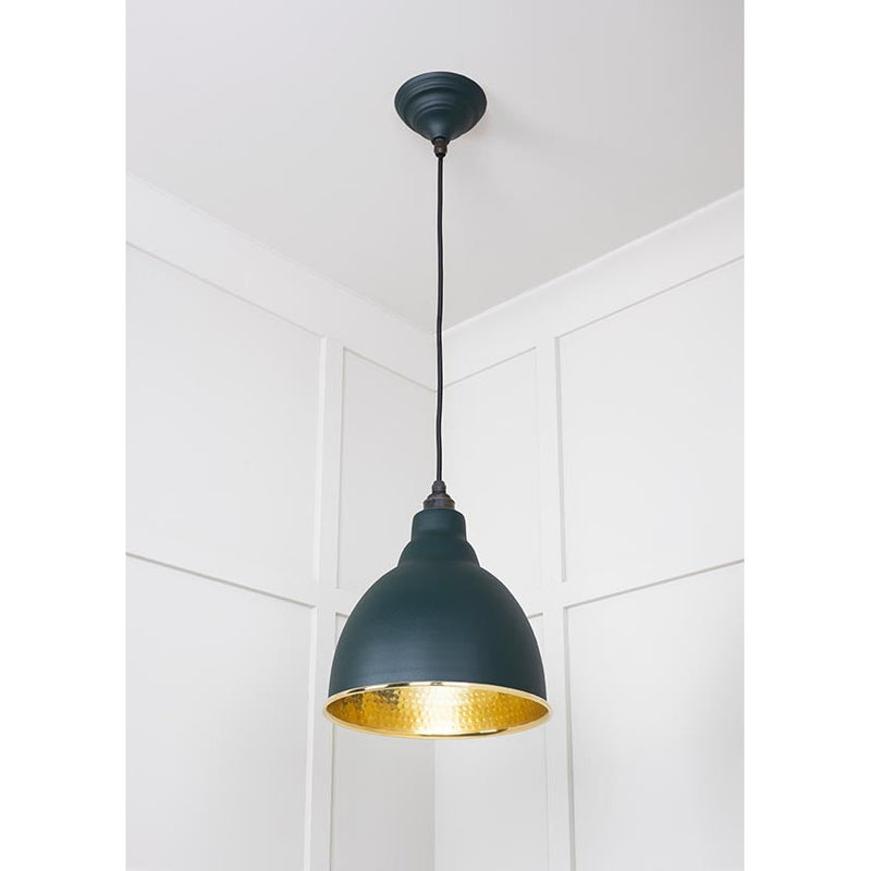 From The Anvil - Brindley Pendant in Dingle - Hammered Brass - 49517DI - Choice Handles