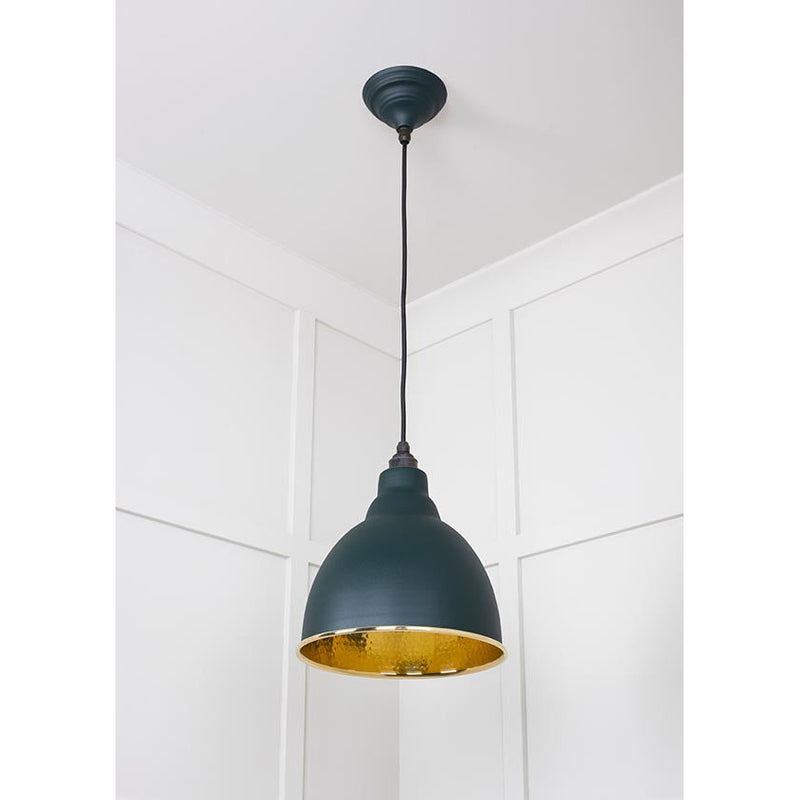 From The Anvil - Brindley Pendant in Dingle - Hammered Brass - 49517DI - Choice Handles