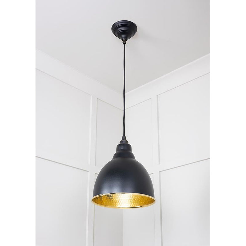 From The Anvil - Brindley Pendant in Elan Black - Hammered Brass - 49517EB - Choice Handles