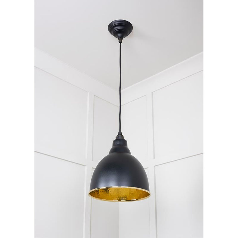 From The Anvil - Brindley Pendant in Elan Black - Hammered Brass - 49517EB - Choice Handles