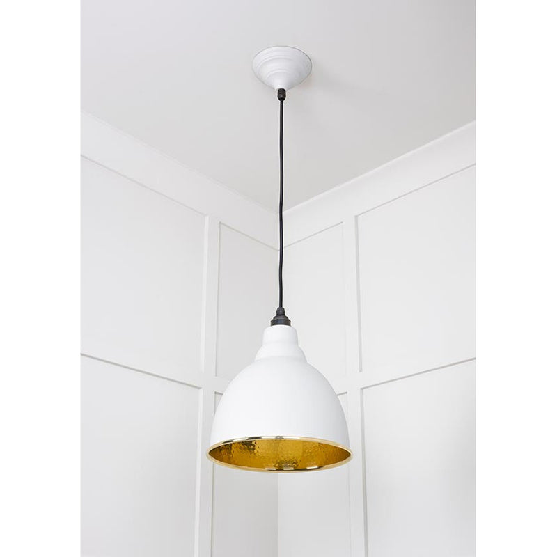 From The Anvil - Brindley Pendant in Flock - Hammered Brass - 49517F - Choice Handles