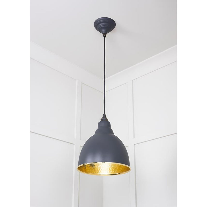 From The Anvil - Brindley Pendant in Slate - Hammered Brass - 49517SL - Choice Handles