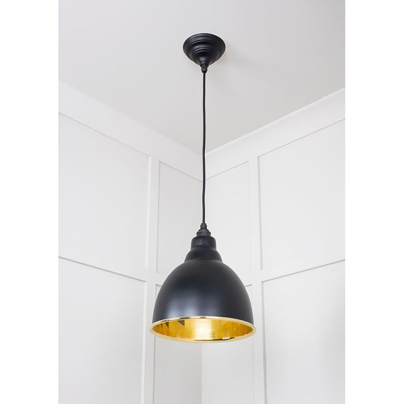 From The Anvil - Brindley Pendant in Elan Black - Smooth Brass - 49518EB - Choice Handles