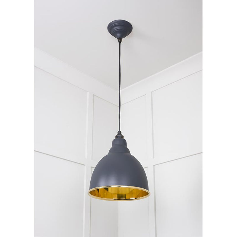 From The Anvil - Brindley Pendant in Slate - Smooth Brass - 49518SL - Choice Handles