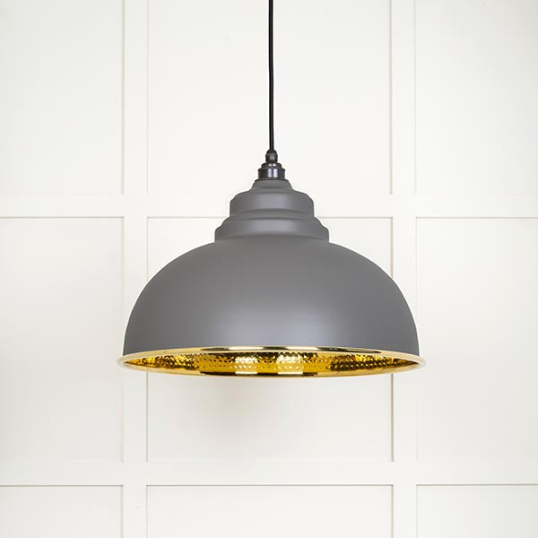 From The Anvil - Harborne Pendant in Bluff - Hammered Brass - 49521BL - Choice Handles