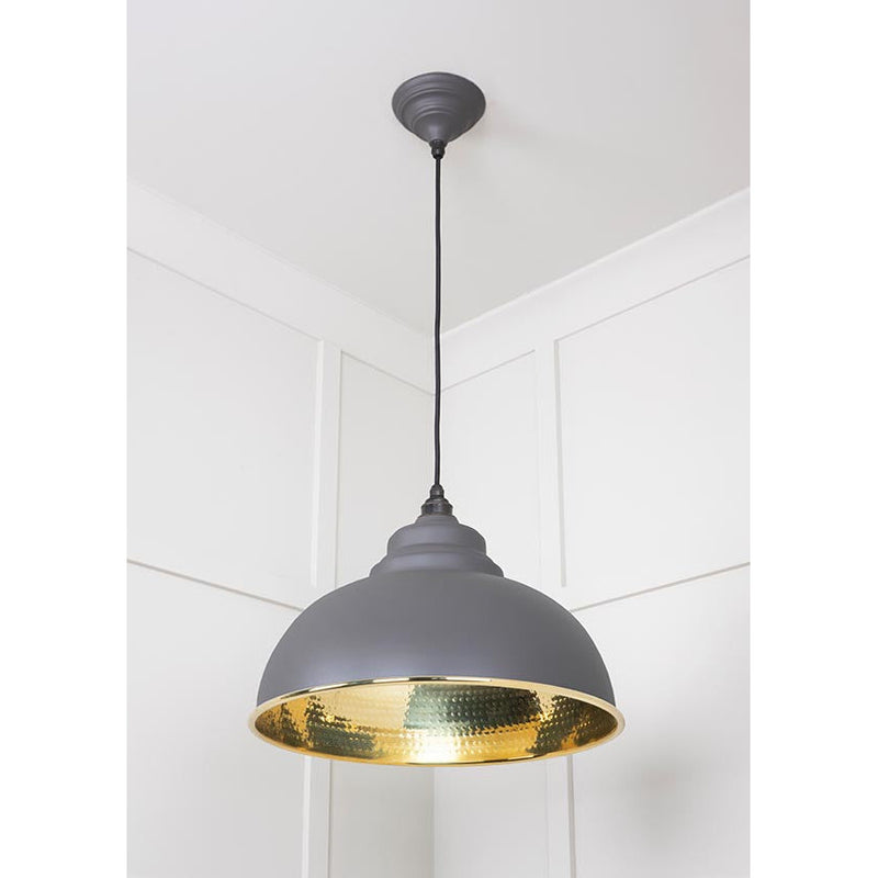 From The Anvil - Harborne Pendant in Bluff - Hammered Brass - 49521BL - Choice Handles