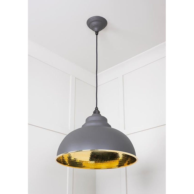 From The Anvil - Harborne Pendant in Bluff - Hammered Brass - 49521BL - Choice Handles