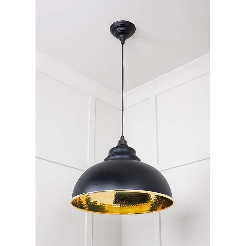 From The Anvil - Harborne Pendant in Elan Black - Hammered Brass - 49521EB - Choice Handles