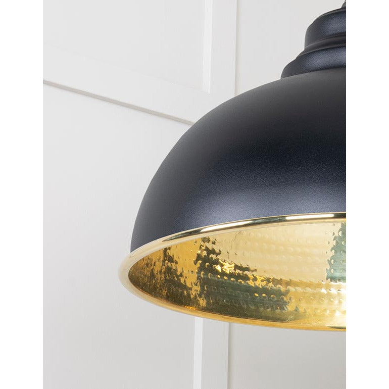 From The Anvil - Harborne Pendant in Elan Black - Hammered Brass - 49521EB - Choice Handles