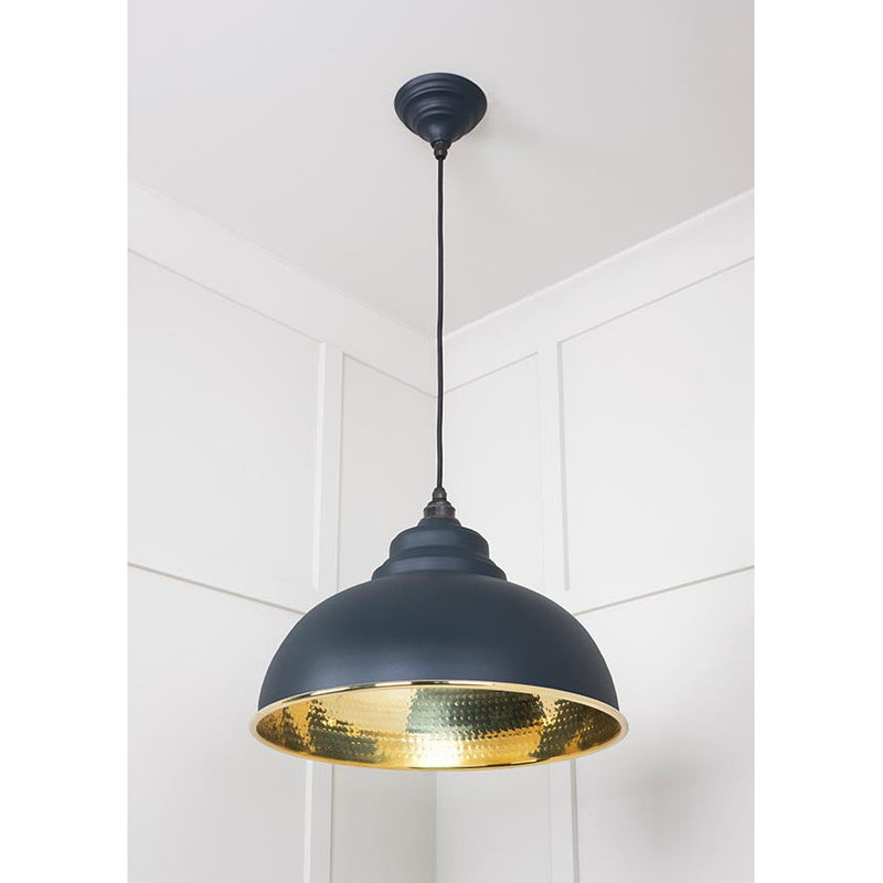 From The Anvil - Harborne Pendant in Soot - Hammered Brass - 49521SO - Choice Handles