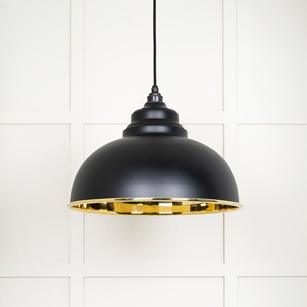 From The Anvil - Harborne Pendant in Elan Black - Smooth Brass - 49522EB - Choice Handles