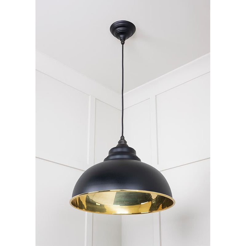 From The Anvil - Harborne Pendant in Elan Black - Smooth Brass - 49522EB - Choice Handles