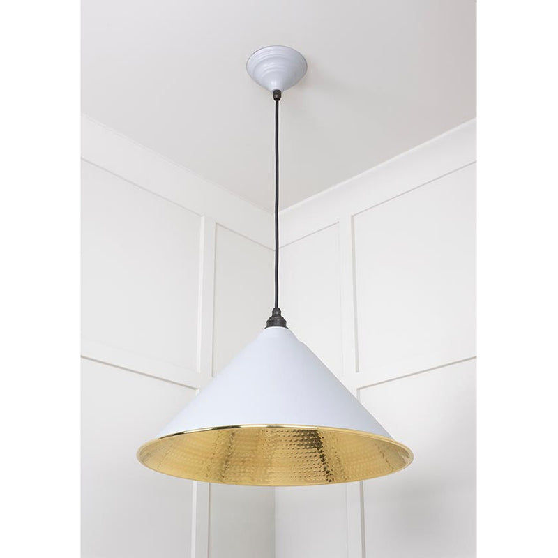 From The Anvil - Hockley Pendant in Birch - Hammered Brass - 49523BI - Choice Handles