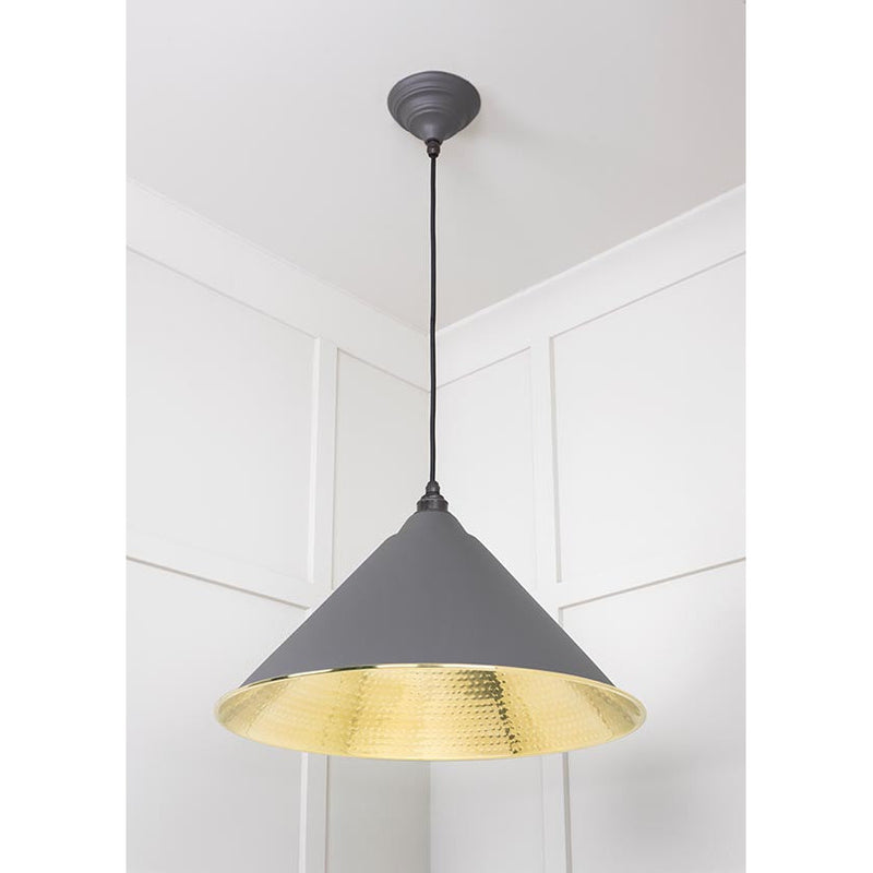 From The Anvil - Hockley Pendant in Bluff - Hammered Brass - 49523BL - Choice Handles