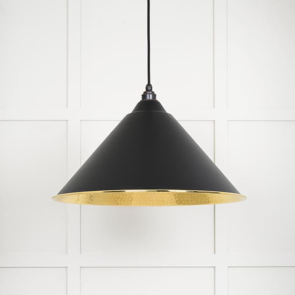 From The Anvil - Hockley Pendant in Elan Black - Hammered Brass - 49523EB - Choice Handles