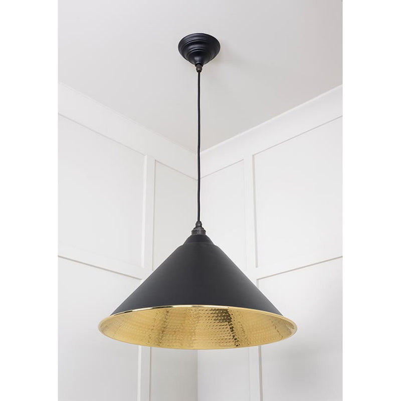 From The Anvil - Hockley Pendant in Elan Black - Hammered Brass - 49523EB - Choice Handles