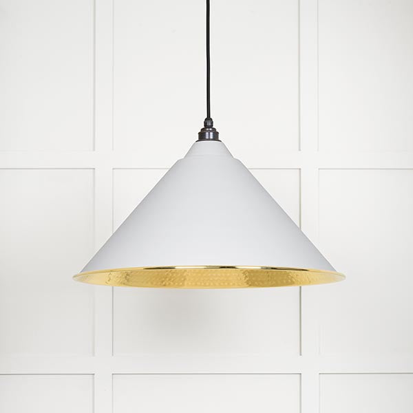 From The Anvil - Hockley Pendant in Flock - Hammered Brass - 49523F - Choice Handles