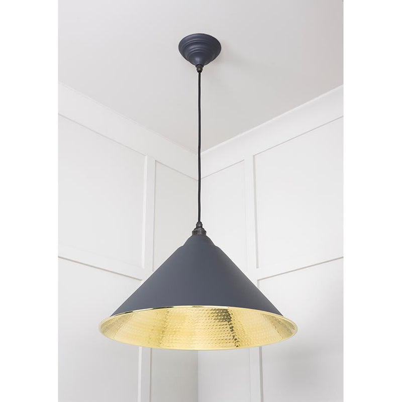 From The Anvil - Hockley Pendant in Slate - Hammered Brass - 49523SL - Choice Handles