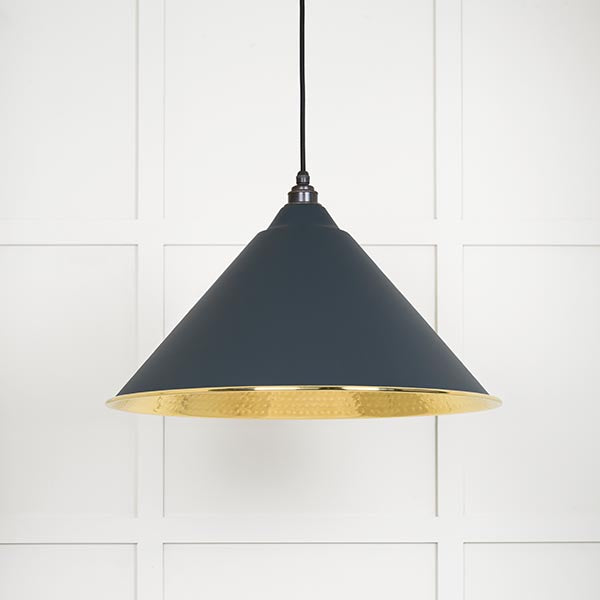 From The Anvil - Hockley Pendant in Soot - Hammered Brass - 49523SO - Choice Handles