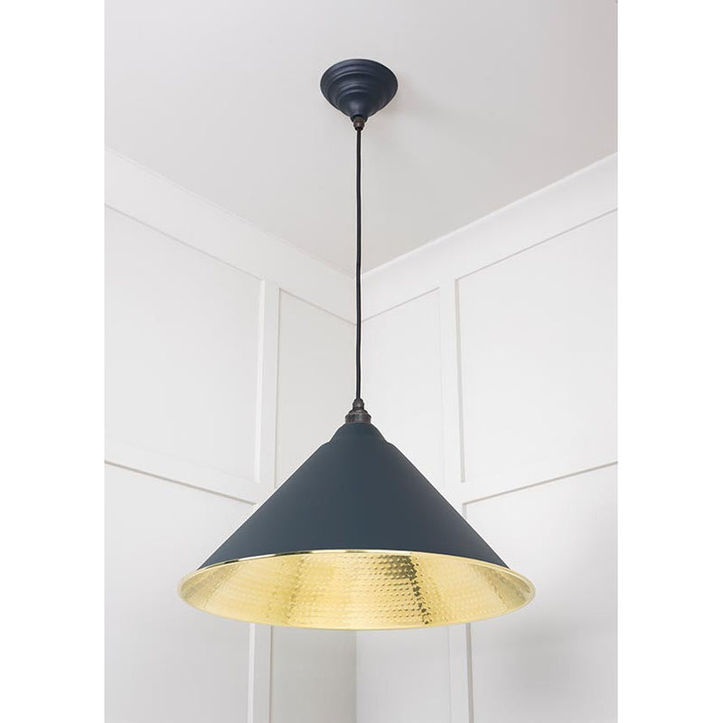 From The Anvil - Hockley Pendant in Soot - Hammered Brass - 49523SO - Choice Handles