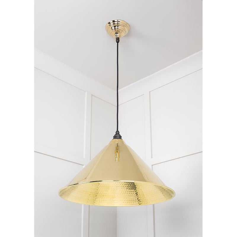 From The Anvil - Hockley Pendant - Hammered Brass - 49523 - Choice Handles