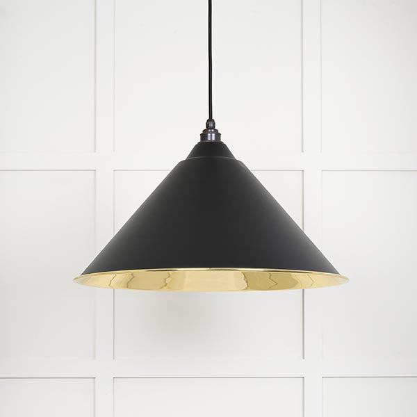 From The Anvil - Hockley Pendant in Elan Black - Smooth Brass - 49524EB - Choice Handles