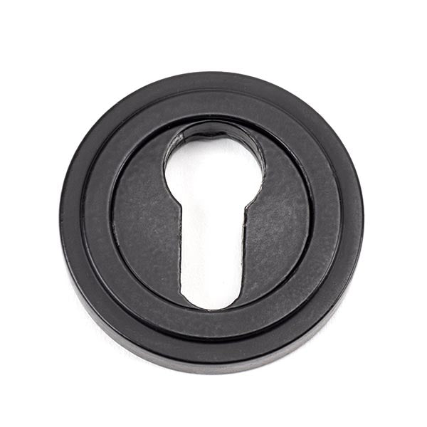 From The Anvil - Round Euro Escutcheon (Art Deco) - Matt Black - 49541 - Choice Handles