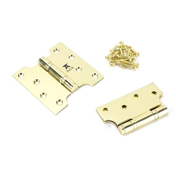 From The Anvil - 4" x 2" x 4"  Parliament Hinge (pair) ss - Polished Brass - 49554 - Choice Handles