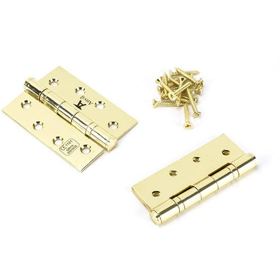 From The Anvil - 4" Ball Bearing Butt Hinge (pair) ss - Polished Brass - 49573 - Choice Handles