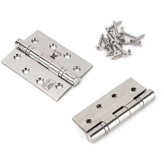 From The Anvil - 4" Ball Bearing Butt Hinge (pair) - Polished Stainless Steel - 49574 - Choice Handles