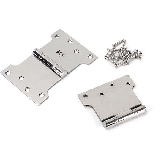 From The Anvil - 4" x 4" x 6"  Parliament Hinge (pair) - Polished Stainless Steel - 49579 - Choice Handles