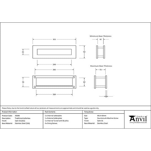 From The Anvil - Traditional Letterbox - Satin Marine SS (316) - 49598 - Choice Handles