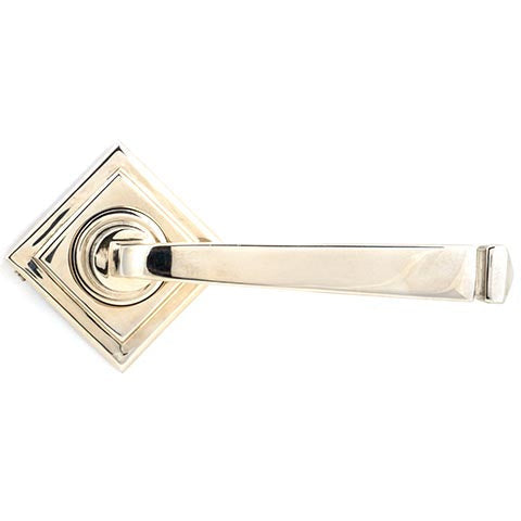 From The Anvil - Avon Round Lever on Rose Set (Square) - Unsprung - Polished Nickel - 49956 - Choice Handles