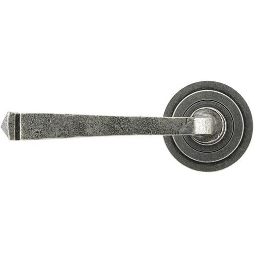 From The Anvil - Avon Round Lever on Rose Set (Art Deco) - Unsprung - Pewter Patina - 49966 - Choice Handles