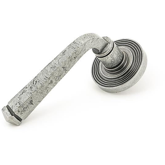 From The Anvil - Avon Round Lever on Rose Set (Beehive) - Unsprung - Pewter Patina - 49967 - Choice Handles