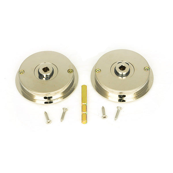 From The Anvil - 60mm Art Deco Round Pull - Privacy Set - Polished Nickel - 50164 - Choice Handles