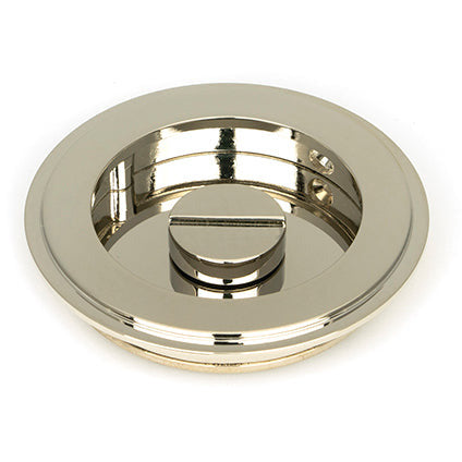 From The Anvil - 75mm Art Deco Round Pull - Privacy Set - Polished Nickel - 50165 - Choice Handles