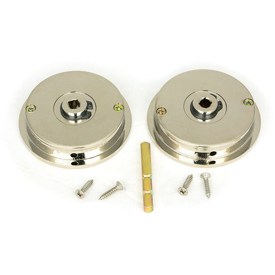 From The Anvil - 60mm Plain Round Pull - Privacy Set - Polished Nickel - 50166 - Choice Handles