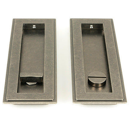 From The Anvil - 175mm Art Deco Rectangular Pull - Privacy Set - Pewter Patina - 50174 - Choice Handles