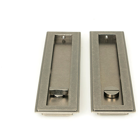 From The Anvil - 250mm Art Deco Rectangular Pull - Privacy Set - Pewter Patina - 50175 - Choice Handles