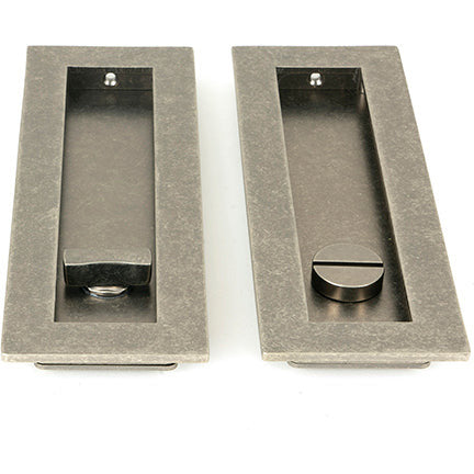 From The Anvil - 175mm Plain Rectangular Pull - Privacy Set - Pewter Patina - 50176 - Choice Handles