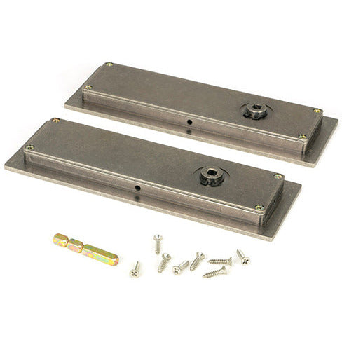 From The Anvil - 175mm Plain Rectangular Pull - Privacy Set - Pewter Patina - 50176 - Choice Handles