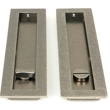 From The Anvil - 250mm Plain Rectangular Pull - Privacy Set - Pewter Patina - 50177 - Choice Handles