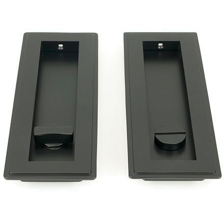 From The Anvil - 175mm Art Deco Rectangular Pull - Privacy Set - Matt Black - 50210 - Choice Handles