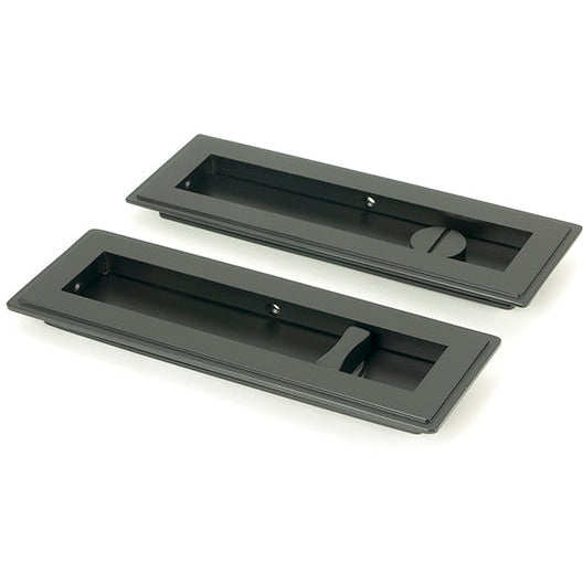 From The Anvil - 175mm Art Deco Rectangular Pull - Privacy Set - Matt Black - 50210 - Choice Handles