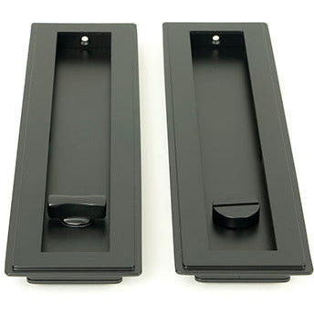 From The Anvil - 250mm Art Deco Rectangular Pull - Privacy Set - Matt Black - 50211 - Choice Handles